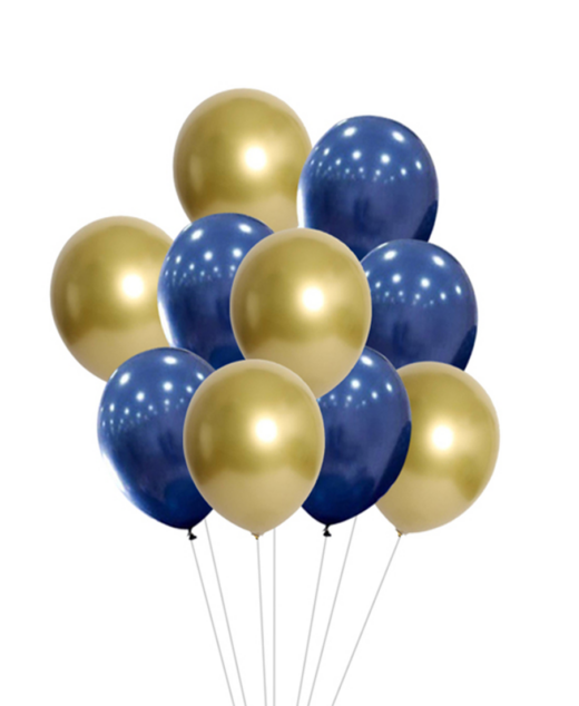 Set 10 baloane latex, Auriu/Albastru, 30cm, Ropet