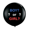 Balon jumbo, dezvaluirea sexului copilului, negru cu confetti roz si albastre, Boy or Girl, 90 cm, Ropet