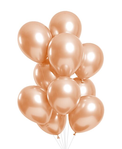 Set 25 baloane Latex Chrome 30cm, Rose Gold, Sidefate, Ropet