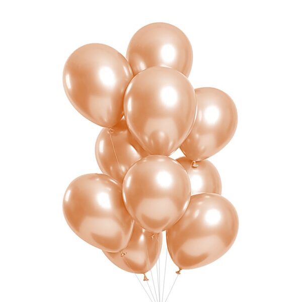 Set 10 baloane Latex Chrome 30cm, Rose Gold, Sidefate, Ropet