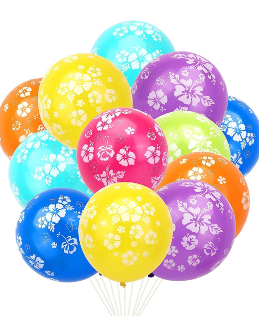 Set 50 baloane latex, Cu imprimeu flori, 30cm, Ropet