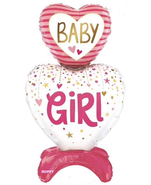 Balon folie cu suport, BABY GIRL, 110 cm, Ropet