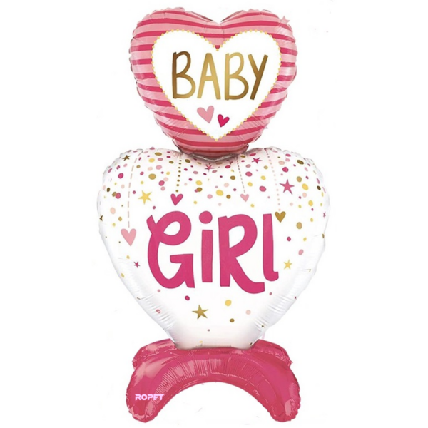 Balon folie cu suport, BABY GIRL, 110 cm, Ropet