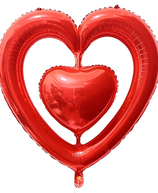 Balon folie cu suport, figurina Inima, Rosu, 100 cm, Ropet
