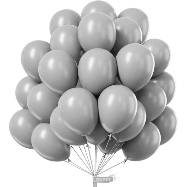 Set 100 baloane latex, Gri, 30cm, Ropet