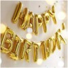 Baloane folie Happy Birthday, auriu, 43cm - imagine 3