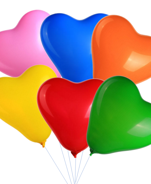 Set 6 baloane latex gigant, 50cm, Multicolor, Forma inima, Ropet
