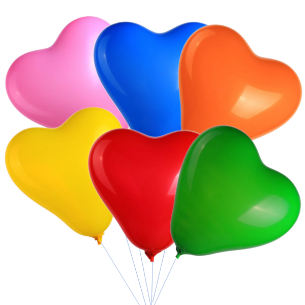 Set 6 baloane latex gigant, 50cm, Multicolor, Forma inima, Ropet