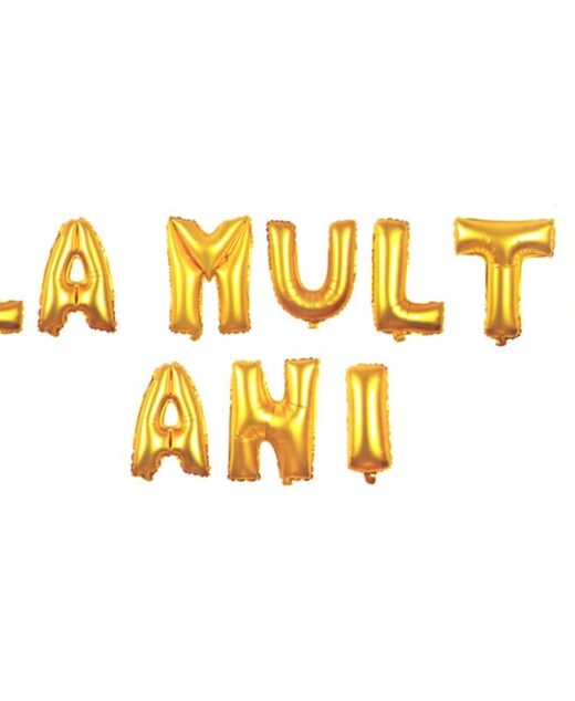 Baloane folie La Multi Ani, auriu, Ropet