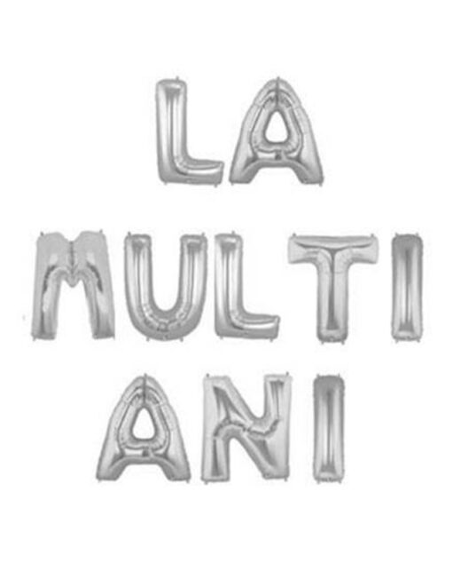 Baloane folie La Multi Ani, argintiu, 43cm