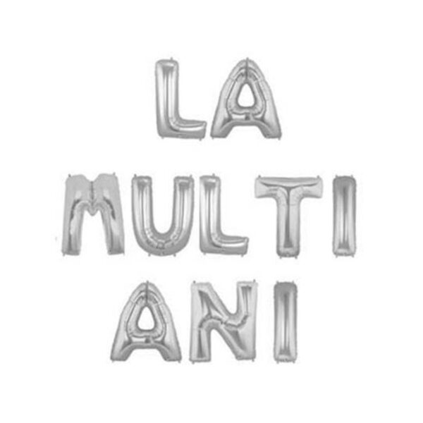 Baloane folie La Multi Ani, argintiu, 43cm