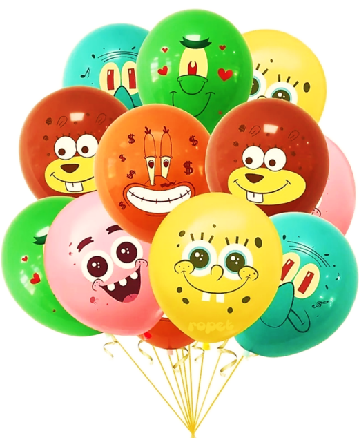 Set 24 baloane latex, imprimeu color SpongeBob, 30cm, Ropet