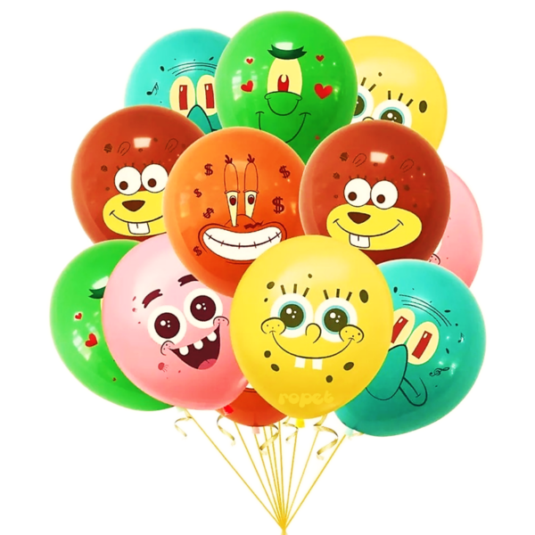 Set 24 baloane latex, imprimeu color SpongeBob, 30cm, Ropet
