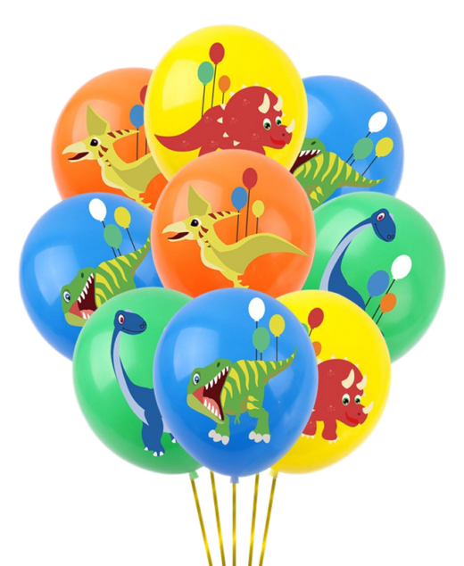 Set 18 baloane latex, imprimeu color dinozauri, 30cm, Ropet