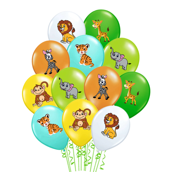 Set 10 baloane latex, imprimeu color animalute zoo, 30cm, Ropet - imagine 2