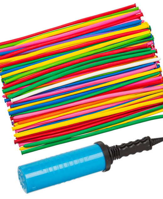 Set 100 Baloane multicolore din latex pentru modelaj si Pompa manuala, pentru petreceri, plaja si nisip, Ropet