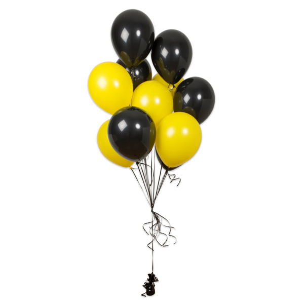 Set 10 baloane latex, Galben/Negru, 30cm, Ropet - imagine 2