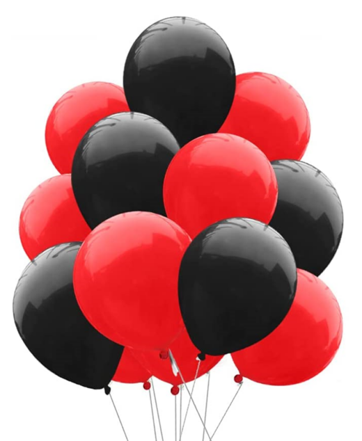 Set 10 baloane latex, Rosu/Negru, 30cm, Ropet