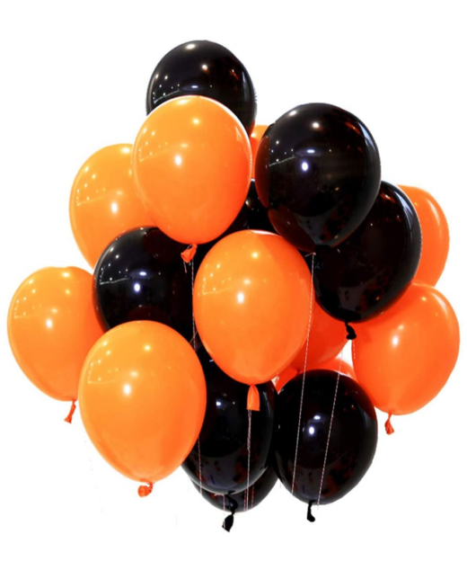 Set 10 baloane latex, Portocaliu/Negru, 30cm, Ropet
