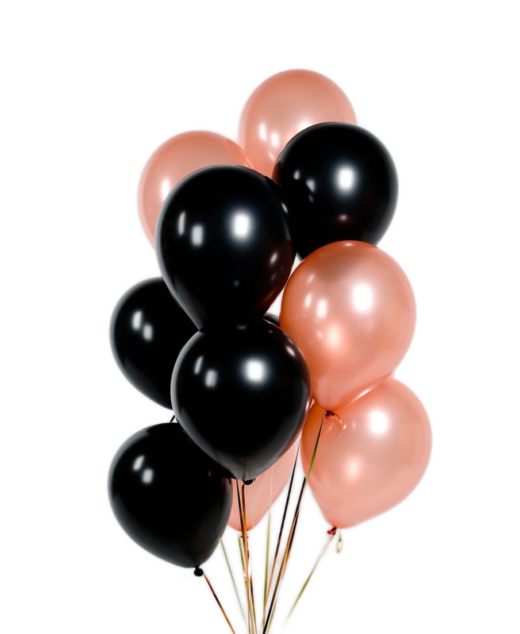 Set 10 baloane latex, Rose Gold/Negru, 30cm, Ropet