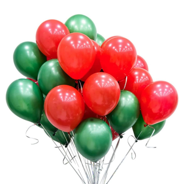 Set 100 baloane latex, Rosu/Verde, Petrecere Craciun, 30cm, Ropet
