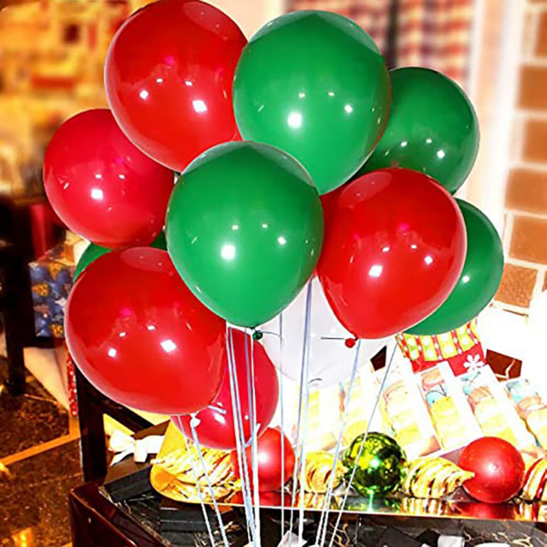 Set 100 baloane latex, Rosu/Verde, Petrecere Craciun, 30cm, Ropet - imagine 4