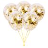 Set 5 baloane transparente cu confetti, culoare auriu, 30 cm