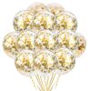 Set 50 baloane transparente cu confetti, auriu, 30 cm