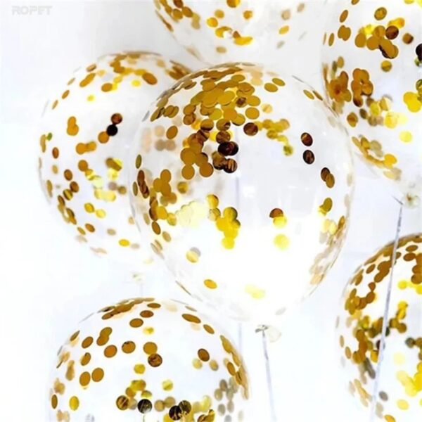 Set 10 baloane transparente cu confetti, culoare auriu, 30 cm - imagine 5