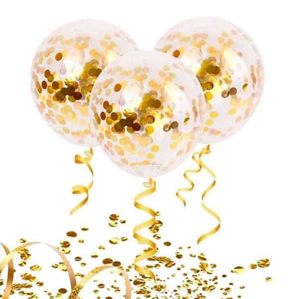 Set 10 baloane transparente cu confetti, culoare auriu, 30 cm - imagine 6