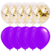 Set 10 baloane latex, confetti aurii, Mov, 30cm, Ropet - imagine 2