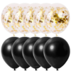 Set 10 baloane latex, confetti aurii, Negru, 30cm, Ropet - imagine 2
