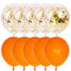 Set 10 baloane latex, confetti aurii, Portocaliu, 30cm, Ropet - imagine 2