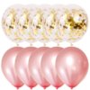 Set 10 baloane latex, confetti aurii, Rose Gold, 30cm, Ropet - imagine 2