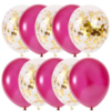 Set 10 baloane latex, confetti aurii, Roz, 30cm, Ropet
