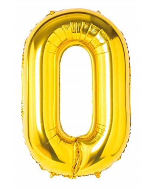 Balon aniversare folie Ropet, Auriu, cifra 0, 100 cm