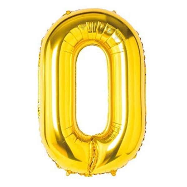 Balon aniversare folie Ropet, Auriu, cifra 0, 100 cm