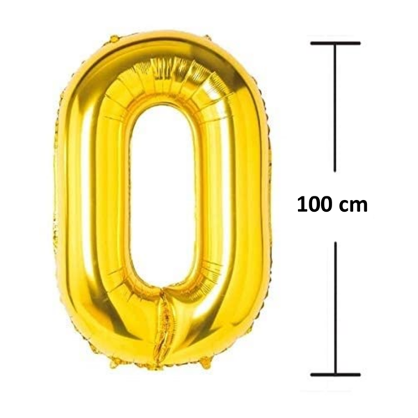 Balon aniversare folie Ropet, Auriu, cifra 0, 100 cm - imagine 2
