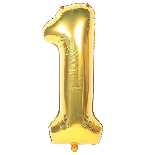 Balon aniversare folie Ropet, Auriu, cifra 1, 100 cm