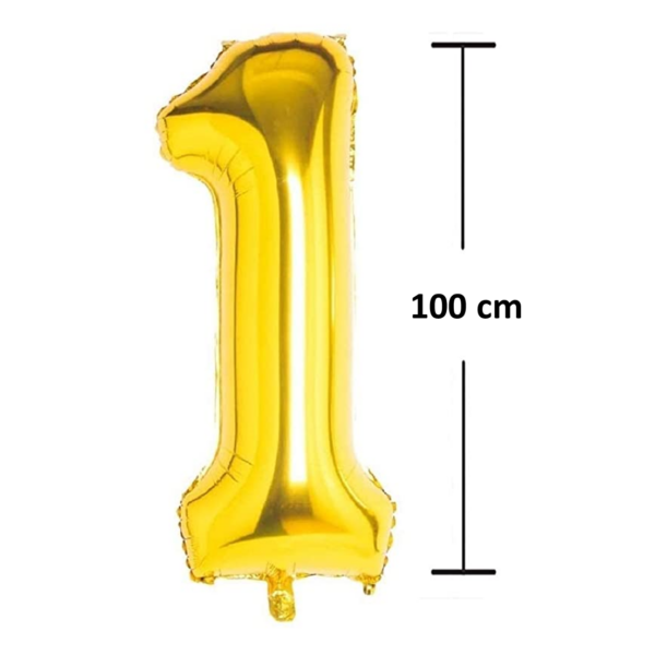 Balon aniversare folie Ropet, Auriu, cifra 1, 100 cm - imagine 2