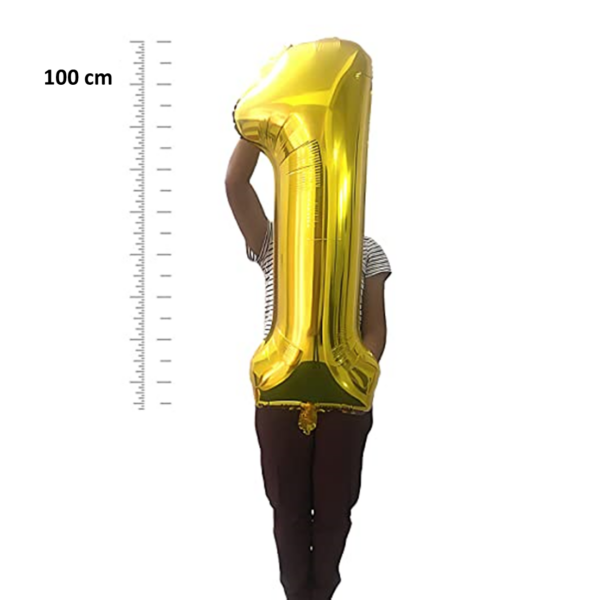 Balon aniversare folie Ropet, Auriu, cifra 1, 100 cm - imagine 3