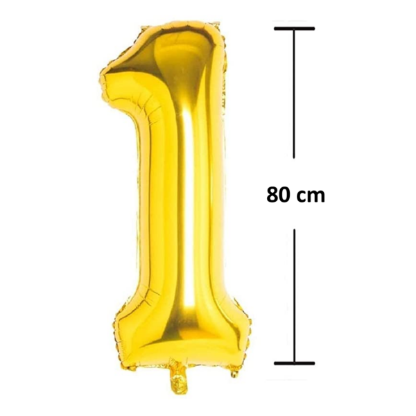 Balon aniversare folie Ropet, Auriu, cifra 1, 80 cm - imagine 2