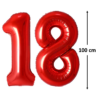 Baloane folie aniversare majorat, cifra 18, Rosu, 100 cm, Ropet - imagine 2