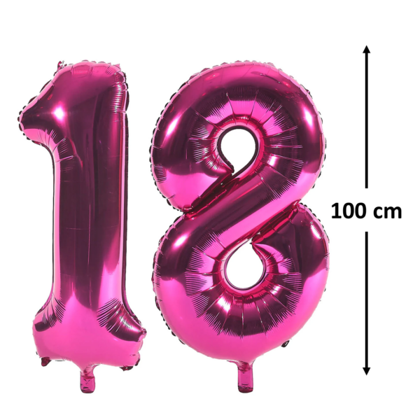 Baloane folie aniversare majorat, cifra 18, Roz, 100 cm, Ropet - imagine 2