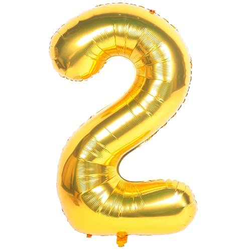 Balon aniversare folie Ropet, Auriu, cifra 2, 100 cm