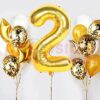 Balon aniversare folie Ropet, Auriu, cifra 2, 100 cm - imagine 3