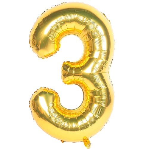 Balon aniversare folie Ropet, Auriu, cifra 3, 80 cm
