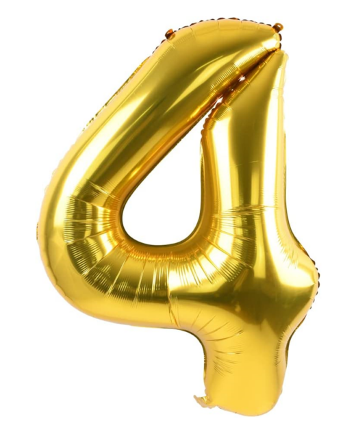 Balon aniversare folie Ropet, Auriu, cifra 4, 80 cm
