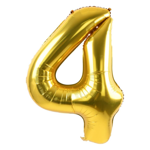 Balon aniversare folie Ropet, Auriu, cifra 4, 100 cm