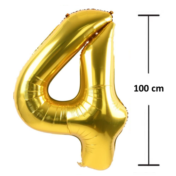 Balon aniversare folie Ropet, Auriu, cifra 4, 100 cm - imagine 2